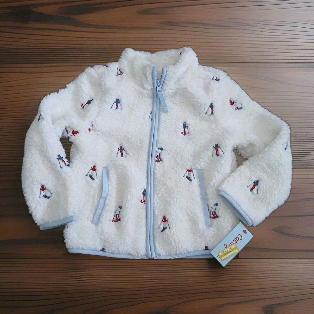 Cat & Jack Girls' Faux Shearling Zip-Up Jacket XS 4/5 NWT